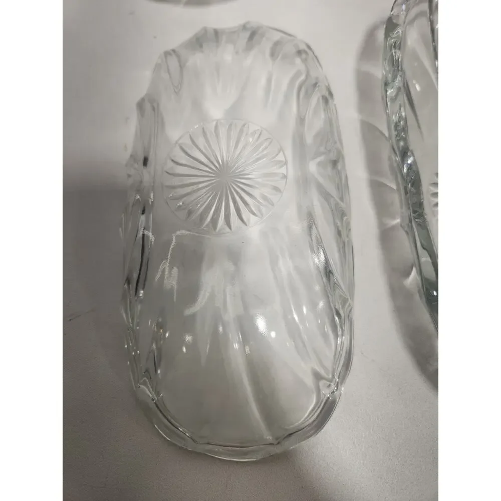 Vintage Set of 6 Clear Pressed Glass Corn on the Cob Dishes Relish Butter Servin